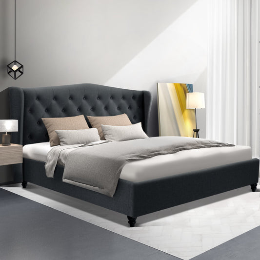 Artiss Bed Frame King Size Charcoal PIER - Furniture > Bedroom > Beds & Bed Frames