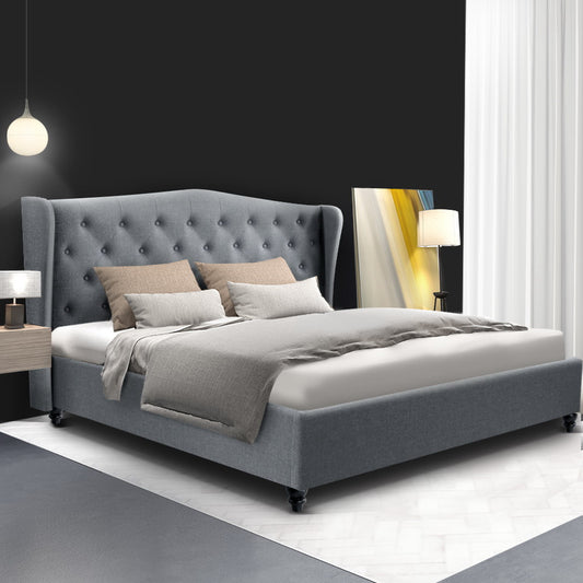Artiss Bed Frame King Size Grey PIER - Furniture > Bedroom > Beds & Bed Frames