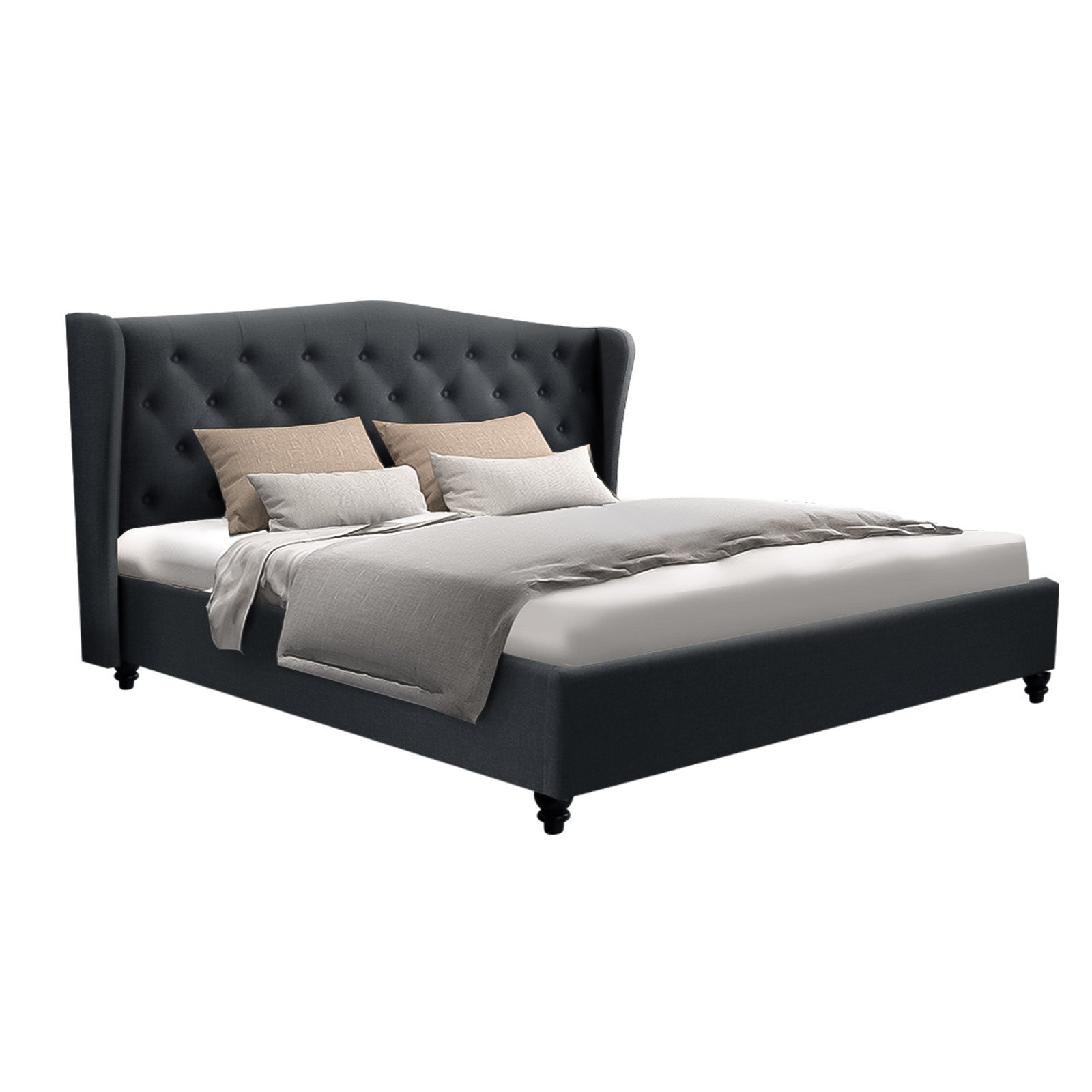 Artiss Bed Frame Queen Size Charcoal PIER - Furniture > Bedroom > Beds & Bed Frames