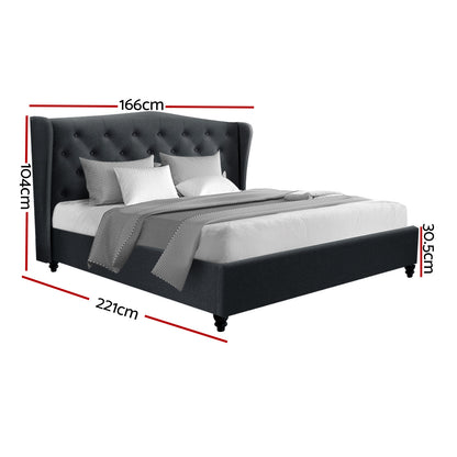 Artiss Bed Frame Queen Size Charcoal PIER - Furniture > Bedroom > Beds & Bed Frames