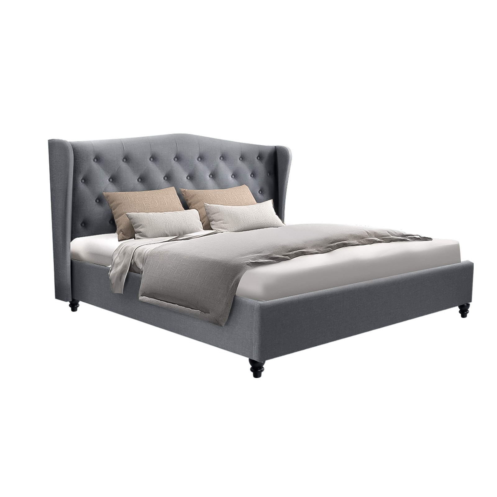 Artiss Bed Frame Queen Size Grey PIER - Furniture > Bedroom > Beds & Bed Frames