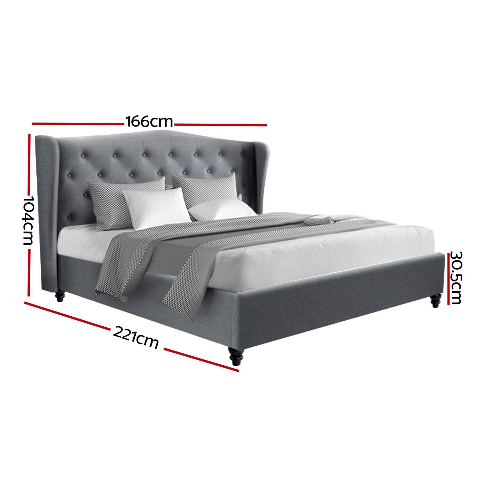 Artiss Bed Frame Queen Size Grey PIER - Furniture > Bedroom > Beds & Bed Frames