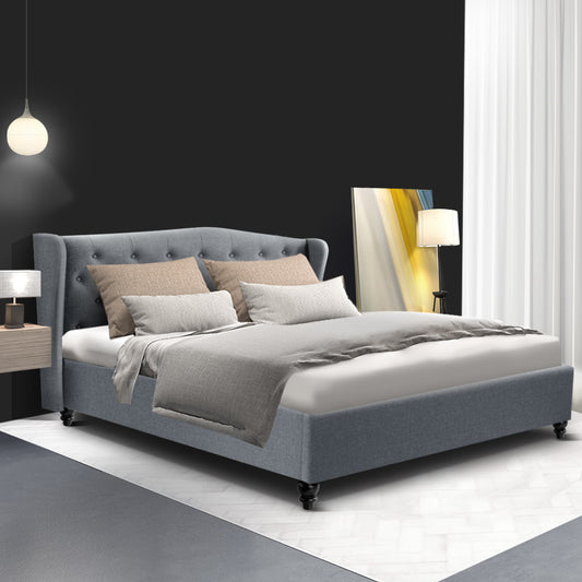 Artiss Bed Frame Queen Size Grey PIER - Furniture > Bedroom > Beds & Bed Frames