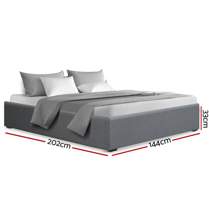 Artiss Bed Frame Double Size Gas Lift Base Grey TOKI - Furniture > Bedroom > Beds & Bed Frames