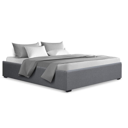 Artiss Bed Frame Queen Size Gas Lift Base Grey TOKI - Furniture > Bedroom > Beds & Bed Frames