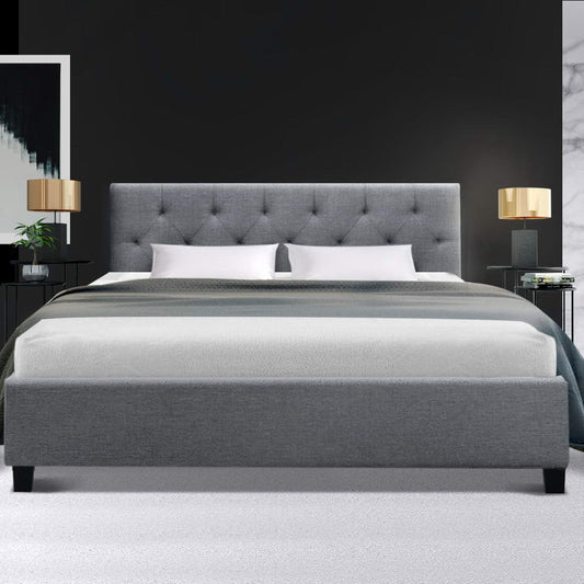 Artiss Bed Frame Double Size Grey VANKE - Furniture > Bedroom > Beds & Bed Frames