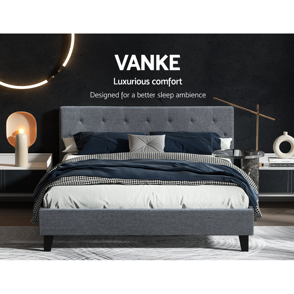 Artiss Bed Frame Queen Size Grey VANKE Furniture > Bedroom > Beds & Bed Frames
