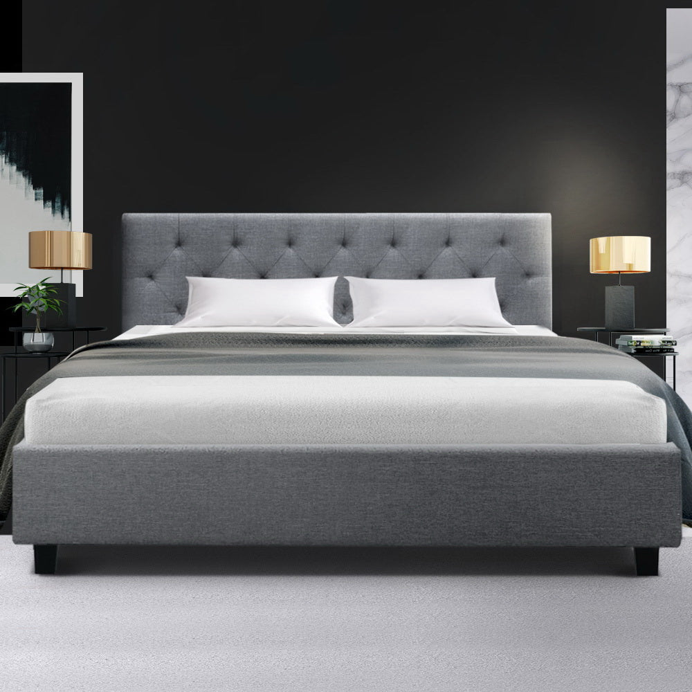 Artiss Bed Frame Queen Size Grey VANKE Furniture > Bedroom > Beds & Bed Frames