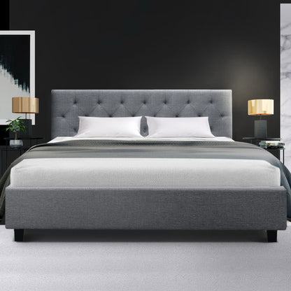 Artiss Bed Frame Queen Size Grey VANKE Furniture > Bedroom > Beds & Bed Frames