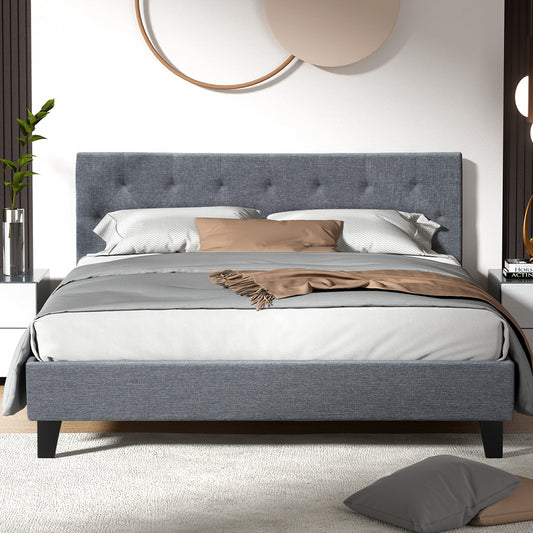 Artiss Bed Frame Queen Size Grey VANKE - Furniture > Bedroom > Beds & Bed Frames