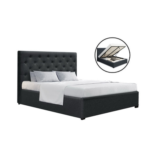 Artiss Bed Frame Double Size Gas Lift Charcoal VILA - Furniture > Bedroom > Beds & Bed Frames