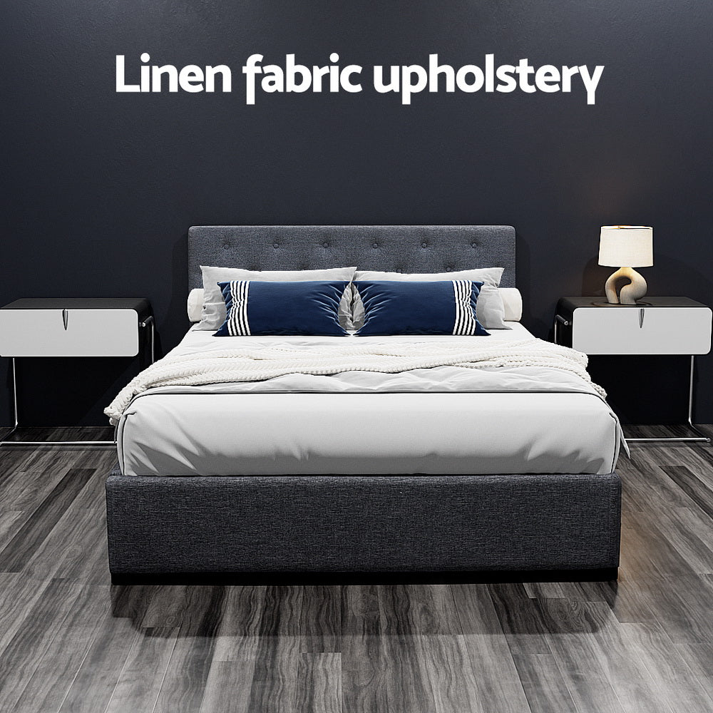 Artiss Bed Frame Double Size Gas Lift Charcoal VILA - Furniture > Bedroom > Beds & Bed Frames