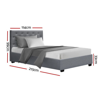 Artiss Bed Frame King Single Size Gas Lift Grey VILA - Furniture > Bedroom > Beds & Bed Frames