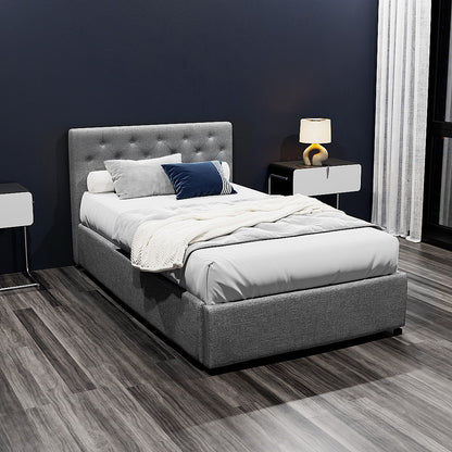 Artiss Bed Frame King Single Size Gas Lift Grey VILA - Furniture > Bedroom > Beds & Bed Frames