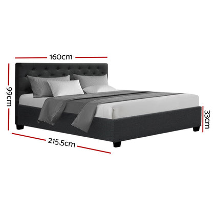 Artiss Bed Frame Queen Size Gas Lift Charcoal VILA - Furniture > Bedroom > Beds & Bed Frames