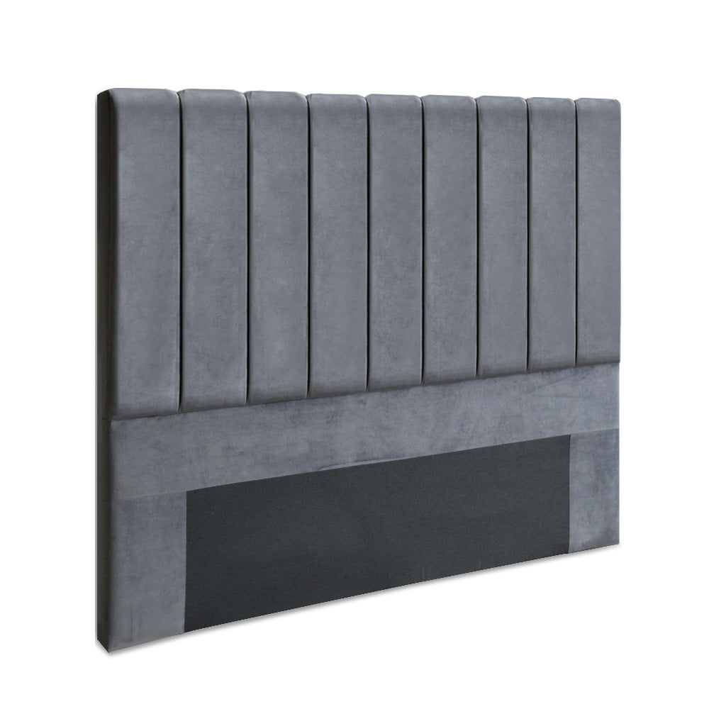 Artiss Bed Head Headboard Queen Velvet VELA Grey Furniture > Bedroom > Headboards