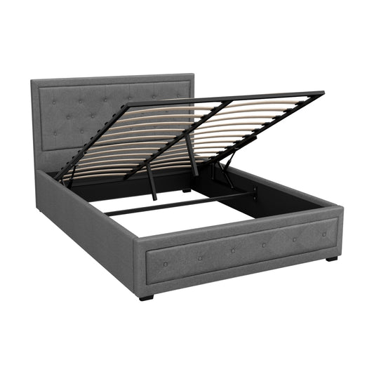 Artiss Bed Frame Double Size Gas Lift Grey TIYO - Furniture > Bedroom > Beds & Bed Frames
