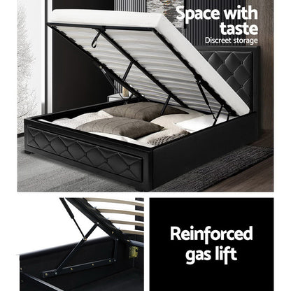 Artiss Bed Frame Queen Size Gas Lift Black TIYO - Furniture > Bedroom > Beds & Bed Frames