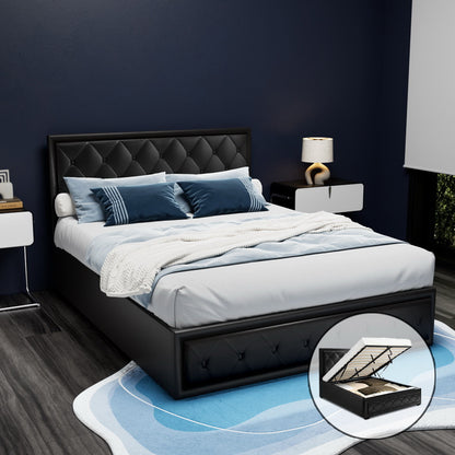 Artiss Bed Frame Queen Size Gas Lift Black TIYO - Furniture > Bedroom > Beds & Bed Frames