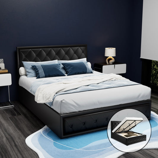 Artiss Bed Frame Queen Size Gas Lift Black TIYO - Furniture > Bedroom > Beds & Bed Frames