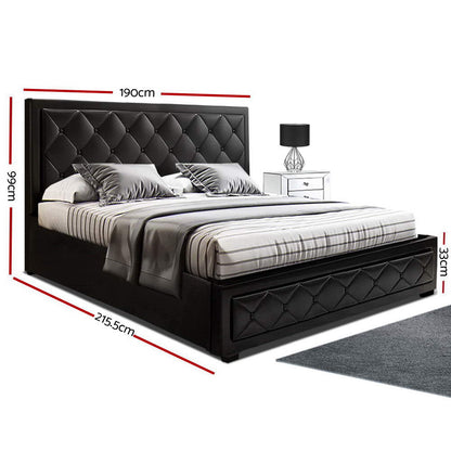 Artiss Bed Frame King Size Gas Lift Black TIYO - Furniture > Bedroom > Beds & Bed Frames