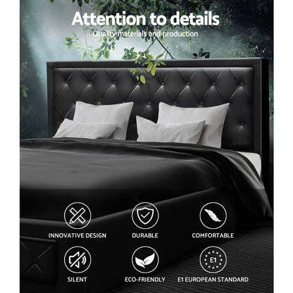 Artiss Bed Frame King Size Gas Lift Black TIYO - Furniture > Bedroom > Beds & Bed Frames