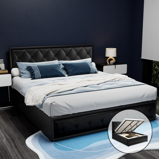 Artiss Bed Frame King Size Gas Lift Black TIYO - Furniture > Bedroom > Beds & Bed Frames