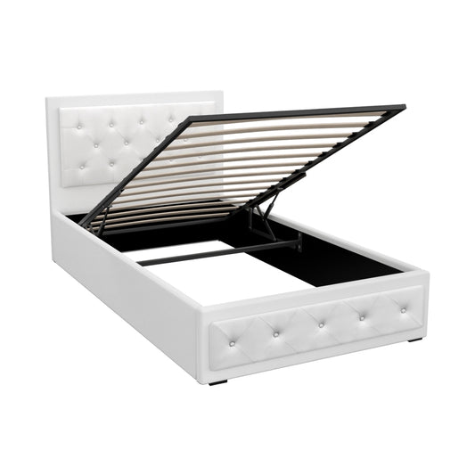 Artiss Bed Frame King Single Size Gas Lift White TIYO - Furniture > Bedroom > Beds & Bed Frames