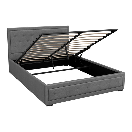 Artiss Bed Frame Queen Size Gas Lift Grey TIYO - Furniture > Bedroom > Beds & Bed Frames
