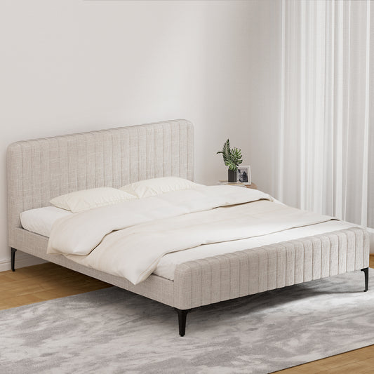 Artiss Bed Frame King Size Beige AMMY - Furniture > Bedroom > Beds & Bed Frames