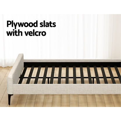 Artiss Bed Frame King Size Beige AMMY - Furniture > Bedroom > Beds & Bed Frames