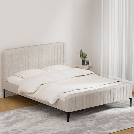 Artiss Bed Frame Queen Size Beige AMMY - Furniture > Bedroom > Beds & Bed Frames