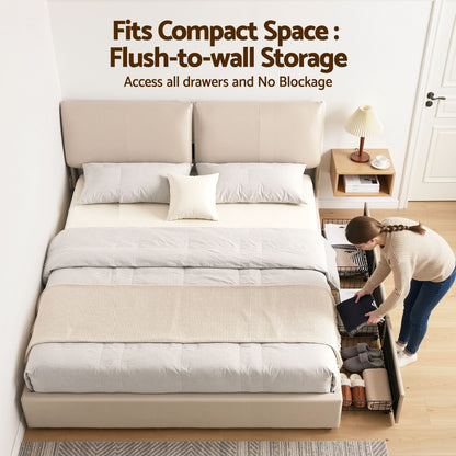 King Bed Frame Gas Lift Storage 3 Drawers Adjustable Headboard Platform Base