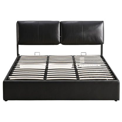 King Bed Frame Gas Lift Storage 3 Drawers Adjustable Headboard Platform Bed Black