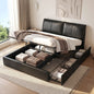 King Bed Frame Gas Lift Storage 3 Drawers Adjustable Headboard Platform Bed Black