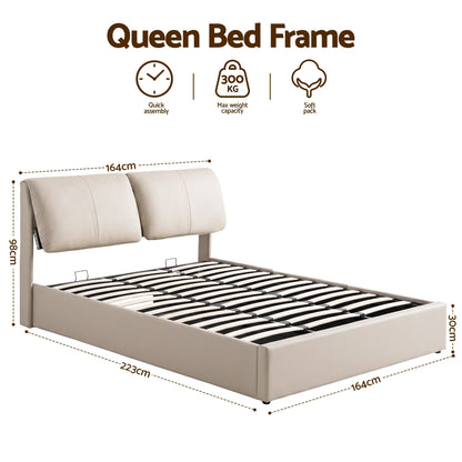 Queen Bed Frame Gas Lift Storage 3 Drawers Adjustable Headboard Platform Base