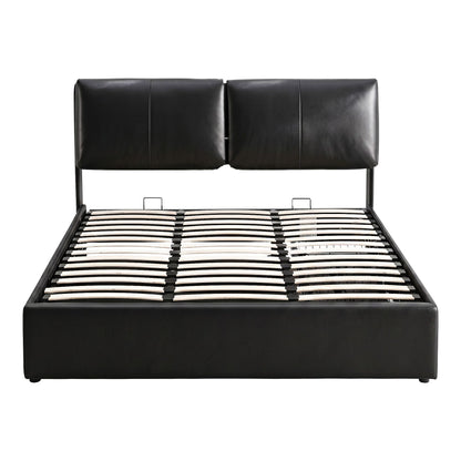 Queen Bed Frame Gas Lift Storage 3 Drawers Adjustable Headboard Platform Bed Black
