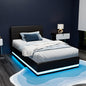 Artiss Bed Frame King Single Size LED Gas Lift Black LUMI - Furniture > Bedroom > Beds & Bed Frames
