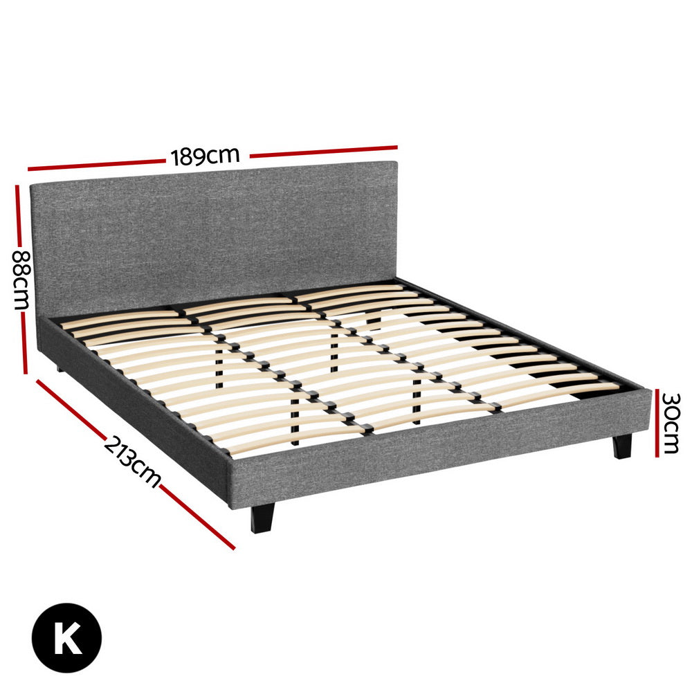 Artiss Bed Frame King Size Grey NEO - Furniture > Bedroom > Beds & Bed Frames
