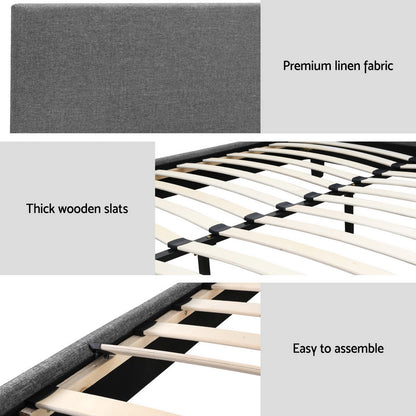 Artiss Bed Frame King Size Grey NEO - Furniture > Bedroom > Beds & Bed Frames