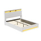 Artiss Bed Frame Gas Lift LED Beds Base Platform White PVC Leather Storage Headboard Double Furniture > Bedroom > Beds