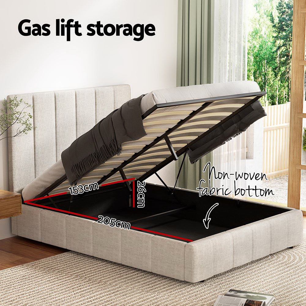 Artiss Bed Frame Queen Size Beige TETTE - Furniture > Bedroom > Beds & Bed Frames