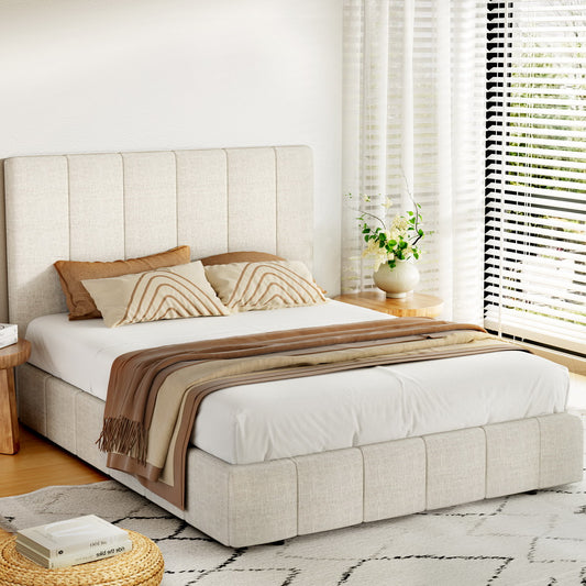 Artiss Bed Frame Queen Size Beige TETTE - Furniture > Bedroom > Beds & Bed Frames