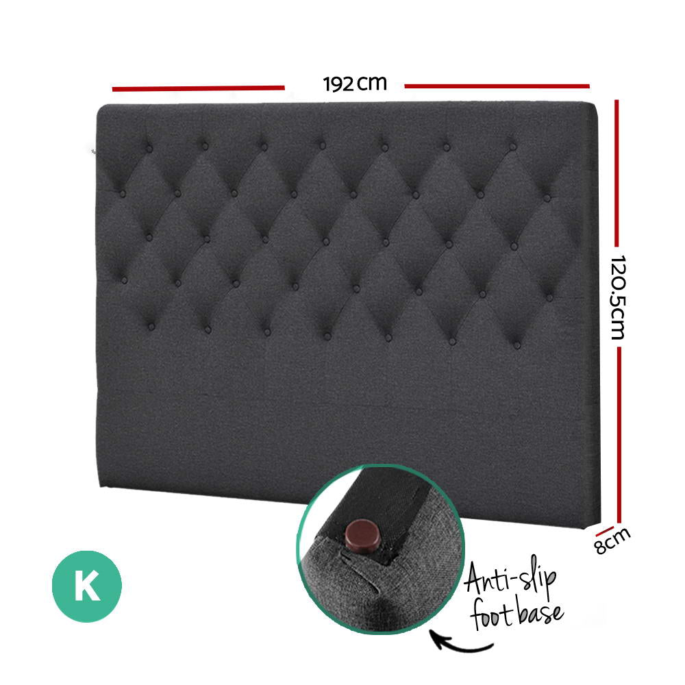 Artiss Bed Head Headboard King Size Fabric - CAPPI Charcoal - Furniture > Bedroom > Headboards