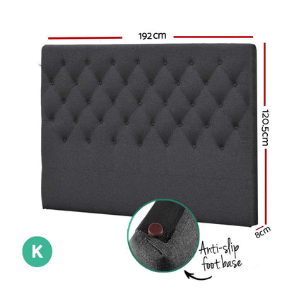 Artiss Bed Head Headboard King Size Fabric - CAPPI Charcoal - Furniture > Bedroom > Headboards