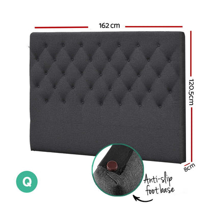 Artiss Bed Head Headboard Queen Size Fabric - CAPPI Charcoal - Furniture > Bedroom > Headboards