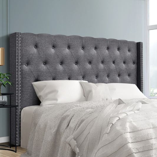 Artiss Bed Head Headboard King Size Fabric - LUCA Grey - Furniture > Bedroom > Headboards