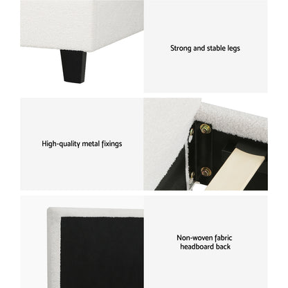 Artiss Bed Frame King Single Size Boucle NEO - Furniture > Bedroom > Beds & Bed Frames