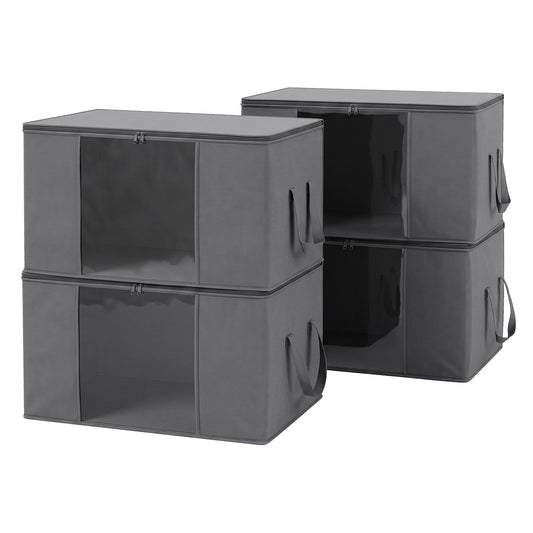 Blanket Storage Bags Box X4 Clothes Quilt Container 84L Organiser Grey