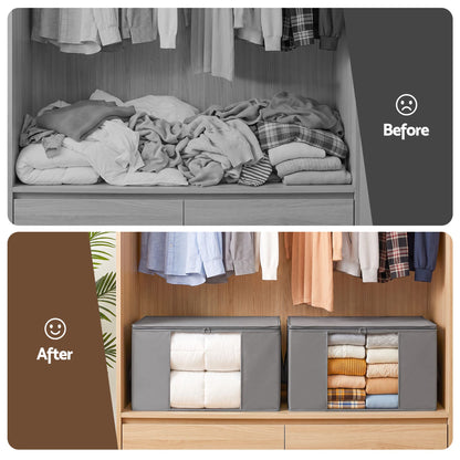 Blanket Storage Bags Box X8 Clothes Quilt Container 84L Organiser Grey